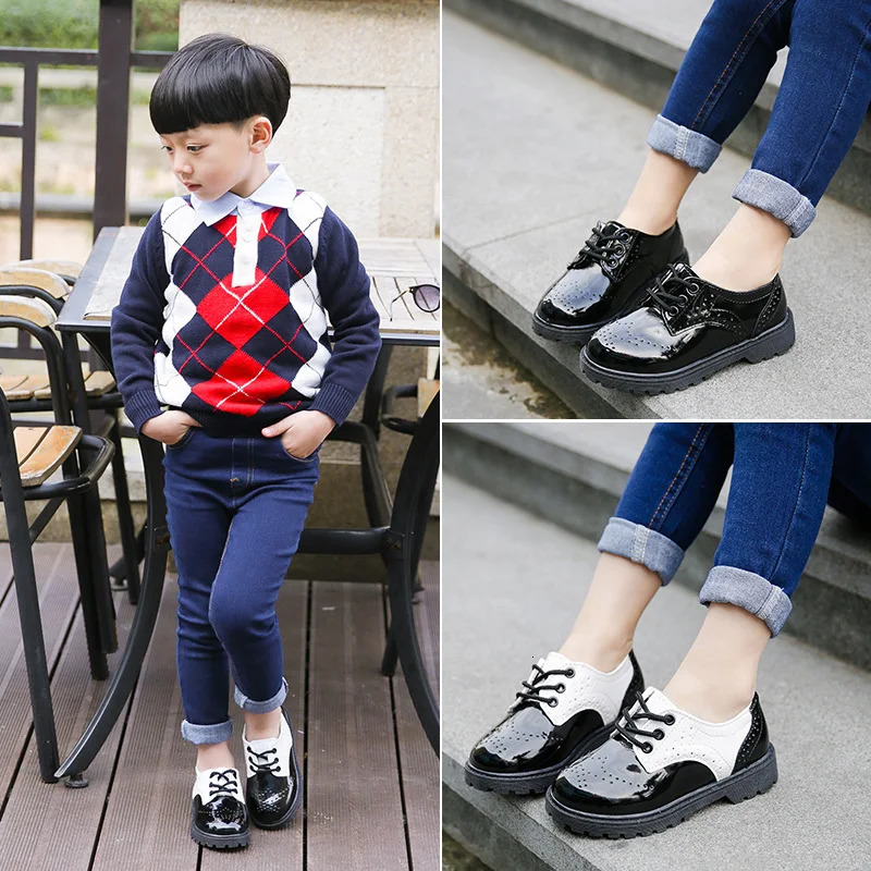 2024 Spring Summer Autumn Kids Shoes For Boys Girls British Style Childrens Casual Sneakers PU Leather Fashion 250604z