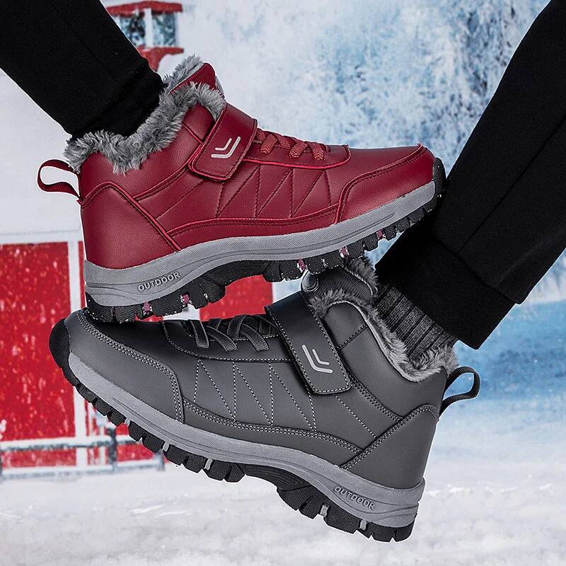 ddmyoutdoor Fashion Men S Winter Snow Waterproof Leather Sport Super Warm Women Boots Plush Comfortable Couple Hiking Shoe Big Size Outdoor Shoes Outd