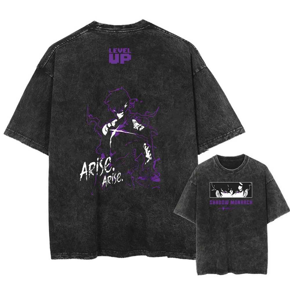 Harajuku Vintage T-shirt Streetwear Japanese Anime Graphic Print Washed Short Sleeve Oversized T-Shirt Men Casual Tees Top Unisex W250607