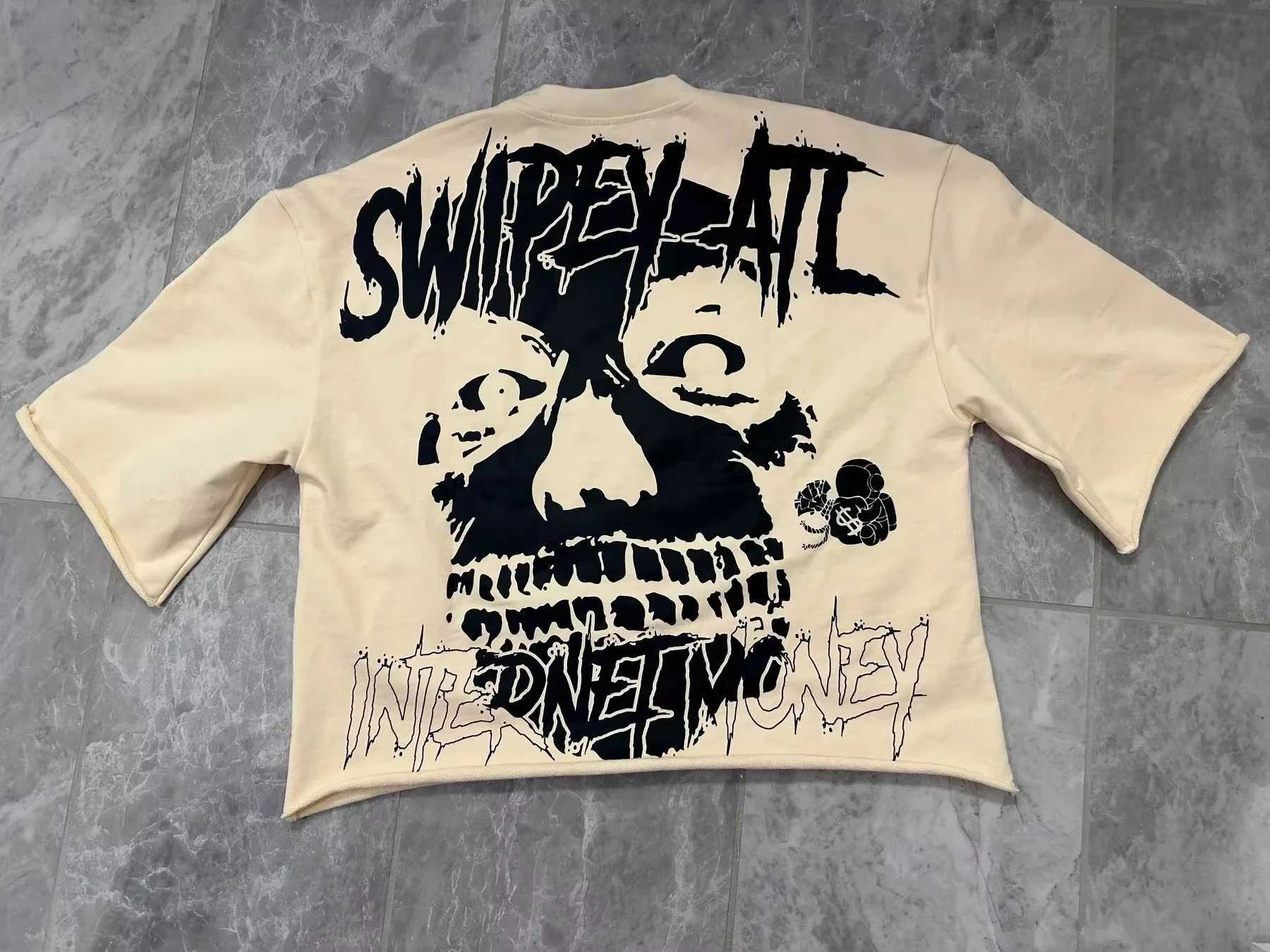 Casual Pure Cotton Short Sleeve T-Shirt Streetwear Women Cropped Top Y2K Vintage Gothic Skull Graphic Print T-Shirt Men Oversized X250607