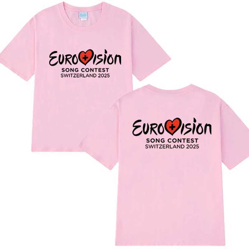 New in Eurovision 2025 T-shirt Eurovision Song printed T shirt Men Women Fashion Y2k short slve T-shirts Unisex Cotton Tops X250607