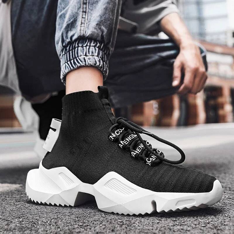 Ddmyoutdoor MAEDEF Men High Top Soft Comfortable Casual Shoes Breathable Anti Slip Mens Sneakers Lace Up Outdoor Walking Shoe Outdoor Shoes