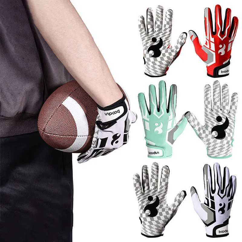 1Pair American Football Rugby Gloves Non Slip Breathable Full Finger Sports Gloves Baseball Soccer Adjustable Wristband Gloves XJ250606