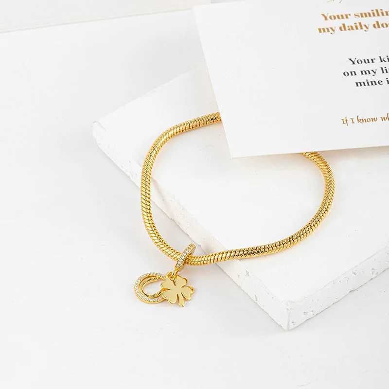 Gold Plated Fashion Jewelry Lucky - C Icy Snowflake Drop Dangle Charm Bead Fit Original Silver 925 Europeans Bracelet XJ250607