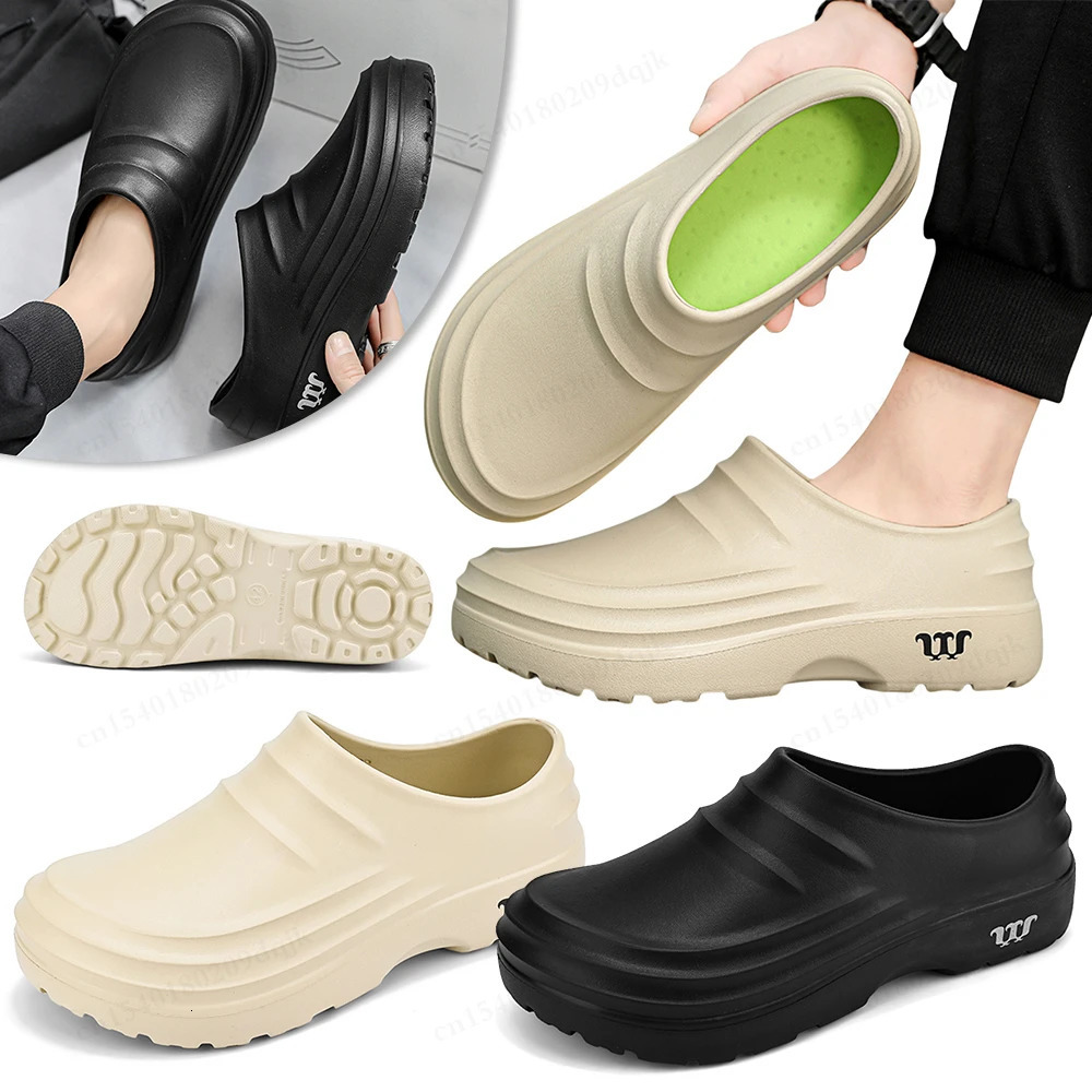 Men Women Chef Shoes Non-slip Waterproof Oil-proof Shoes Comfortable Workers Slippers Outdoor Garden Shoes Fishing Shoes 250605