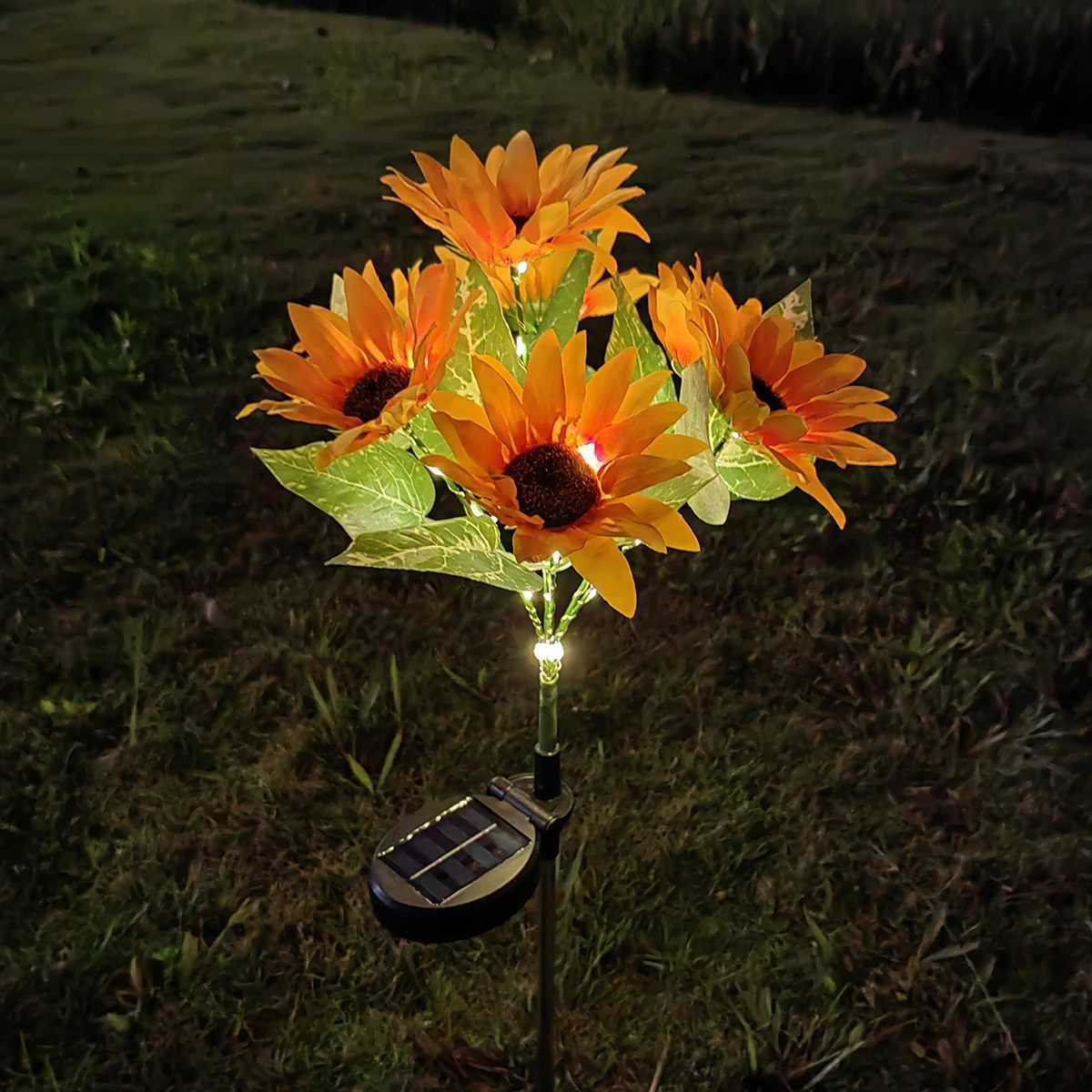 7 Heads LED Solar Simulation Sunflower Light Garden Yard Lawn Night Lights Landscape Lamp Home Christmas Decoration Flower Light XJ250606