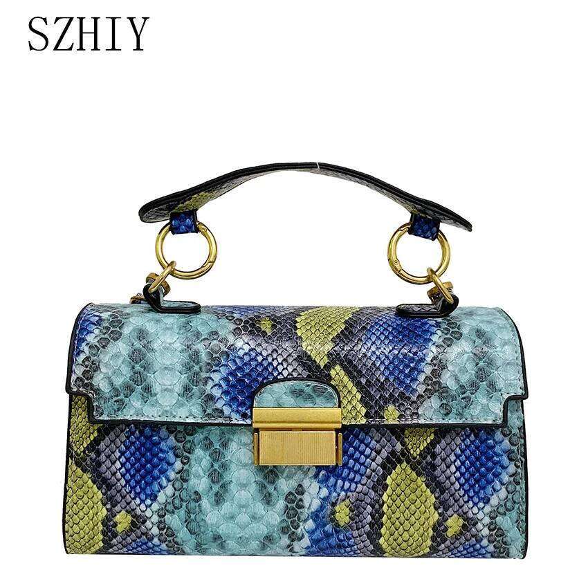 New Brand Designer Handbag Women Snake Pattern Leather Crossbody Purses Fashion Small Shoulder Bag Square Bolsa De Ombro