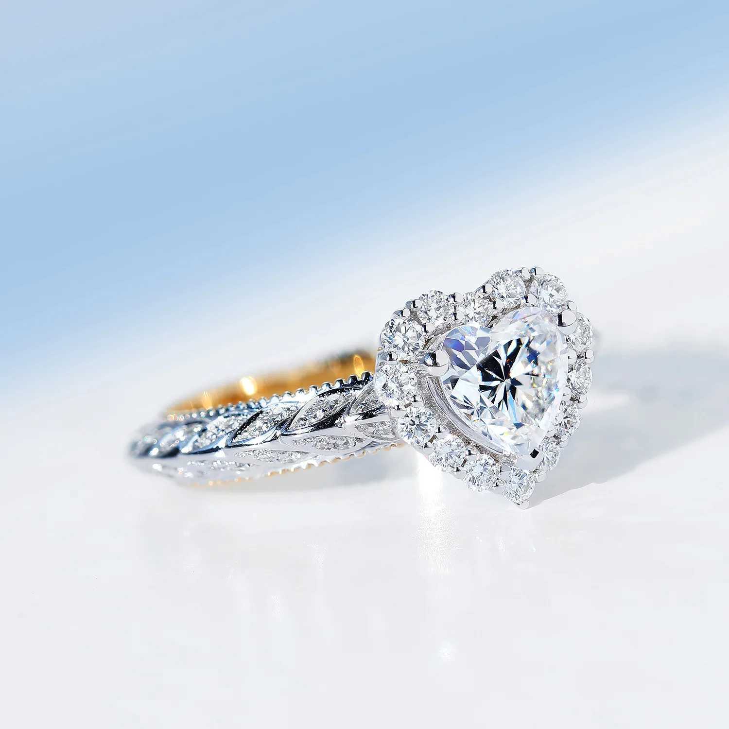 Heart Shaped Ring 925 Sterling Silver 10mm AAAA Zircon Wedding Ring Pair Ring Women Wedding Engagement Party Jewelry XJ250606