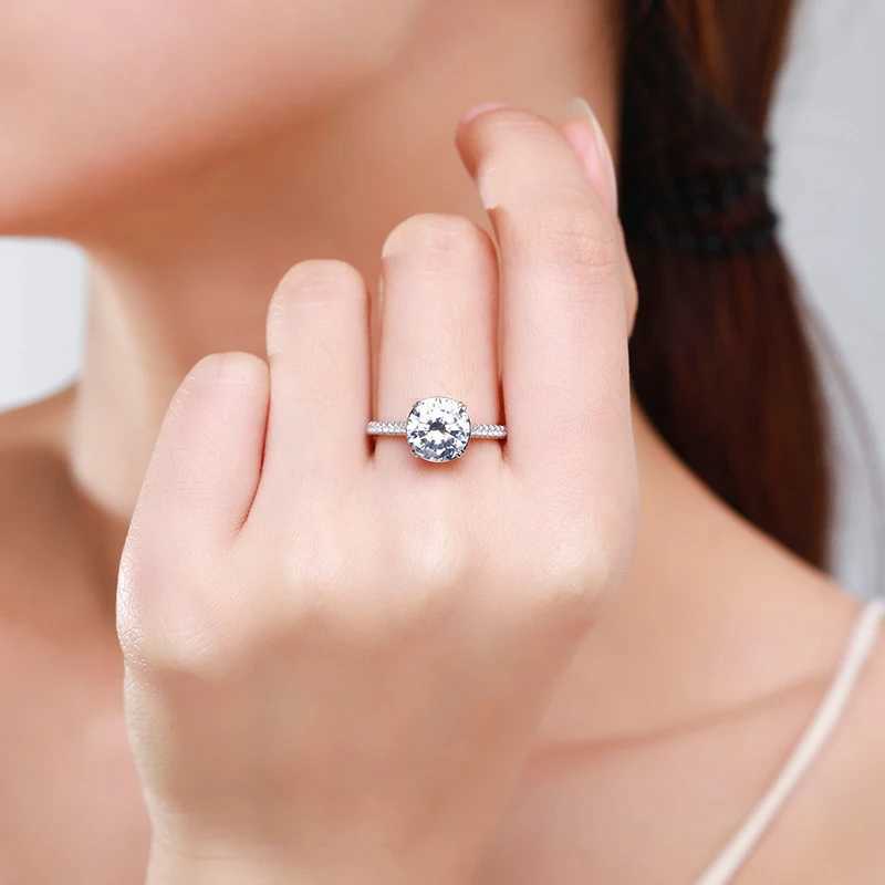 Ailmay Real 925 Sterling Silver Wedding Ring Luxury Sparkling Clear CZ Finger Rings For Women Wedding Statement Fine Jewelry XJ250606