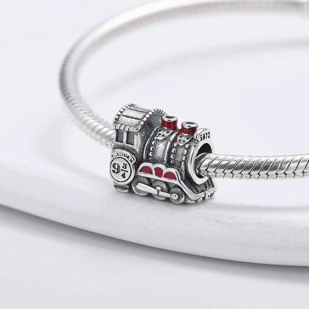 S925 Silver Miniso Academy of Magic Beads Train Hat Castle Charms Fit Original Bracelet Women DIY Pendant Jewelry Accessories XJ250607