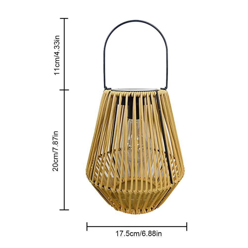 Rattan Solar Lantern IP65 Waterproof Hanging/Standing Outside Big Rattan Solar Light with Handle for Garden Patio Courtyard Lawn XJ250606