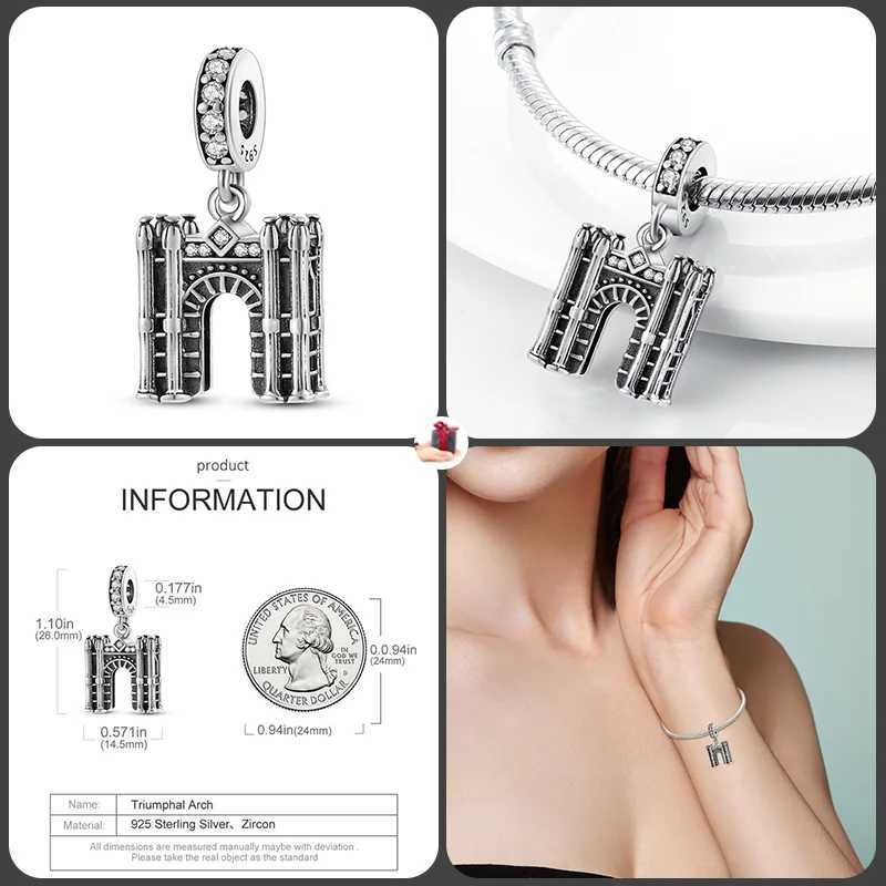 925 Sterling Silver Fashionable Tower Architectural Silver Collection Charm Beads for Brand Original Bracelet DIY Jewelry Gift XJ250607