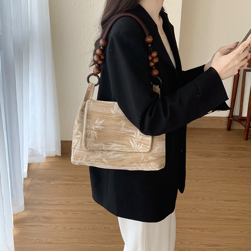 designer Beaded Handbag New Chinese Style Women's Bag 2025 New Trend Original Niche Velvet Underarm Bag Versatile Shoulder Bag