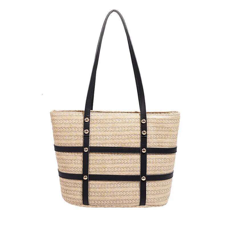 Woven Large-Capacity Women's Vegetable Basket Handbag 2025New Fashion Texture Seaside Beach Designer Shoulder Bag