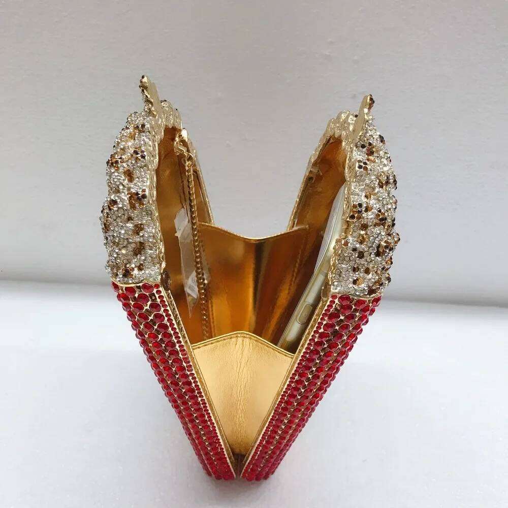 Elegant Crystal Popcorn Clutch For Women Party Purse Red Evening Bags Wedding Bridal Day Clutches