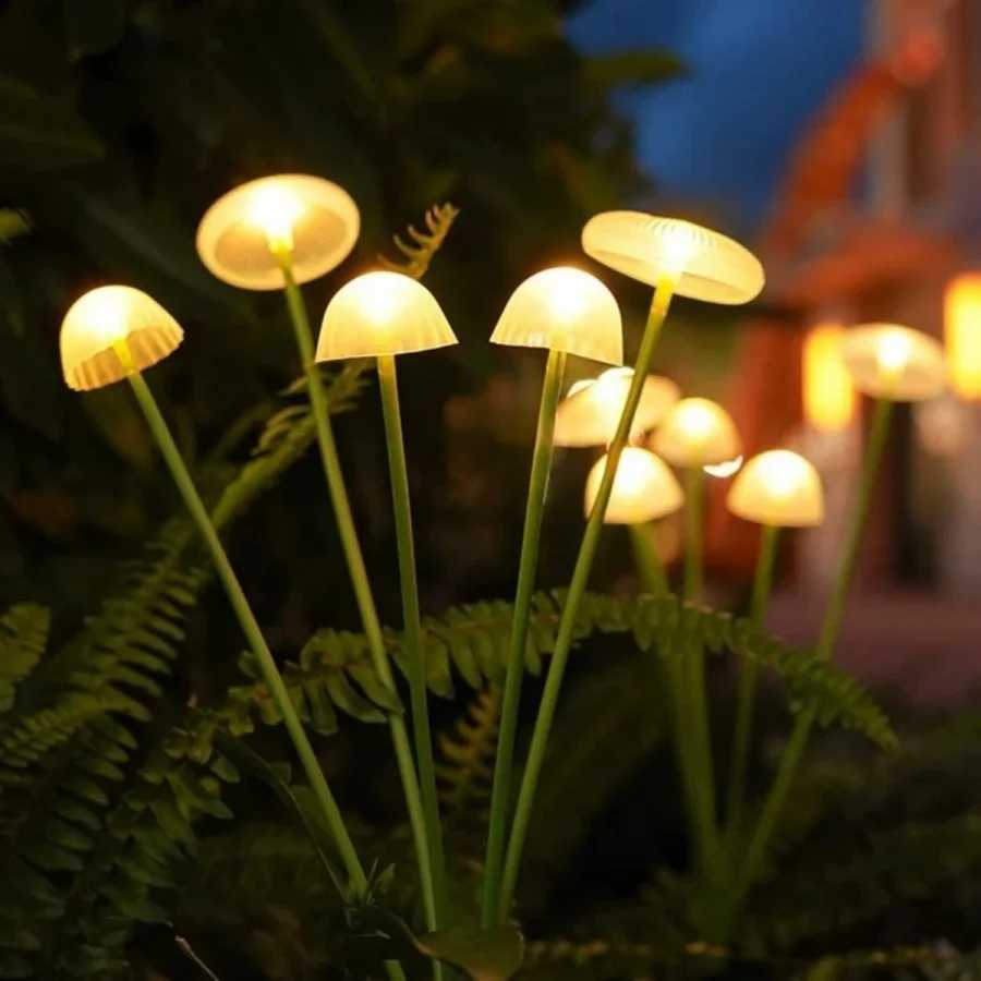 10LED Solar Jellyfish Mushroom Lights Outdoor Waterproof Solar Pathway Yard Patio Lights Garden Decoration Landscape Lawn Lamps W250607