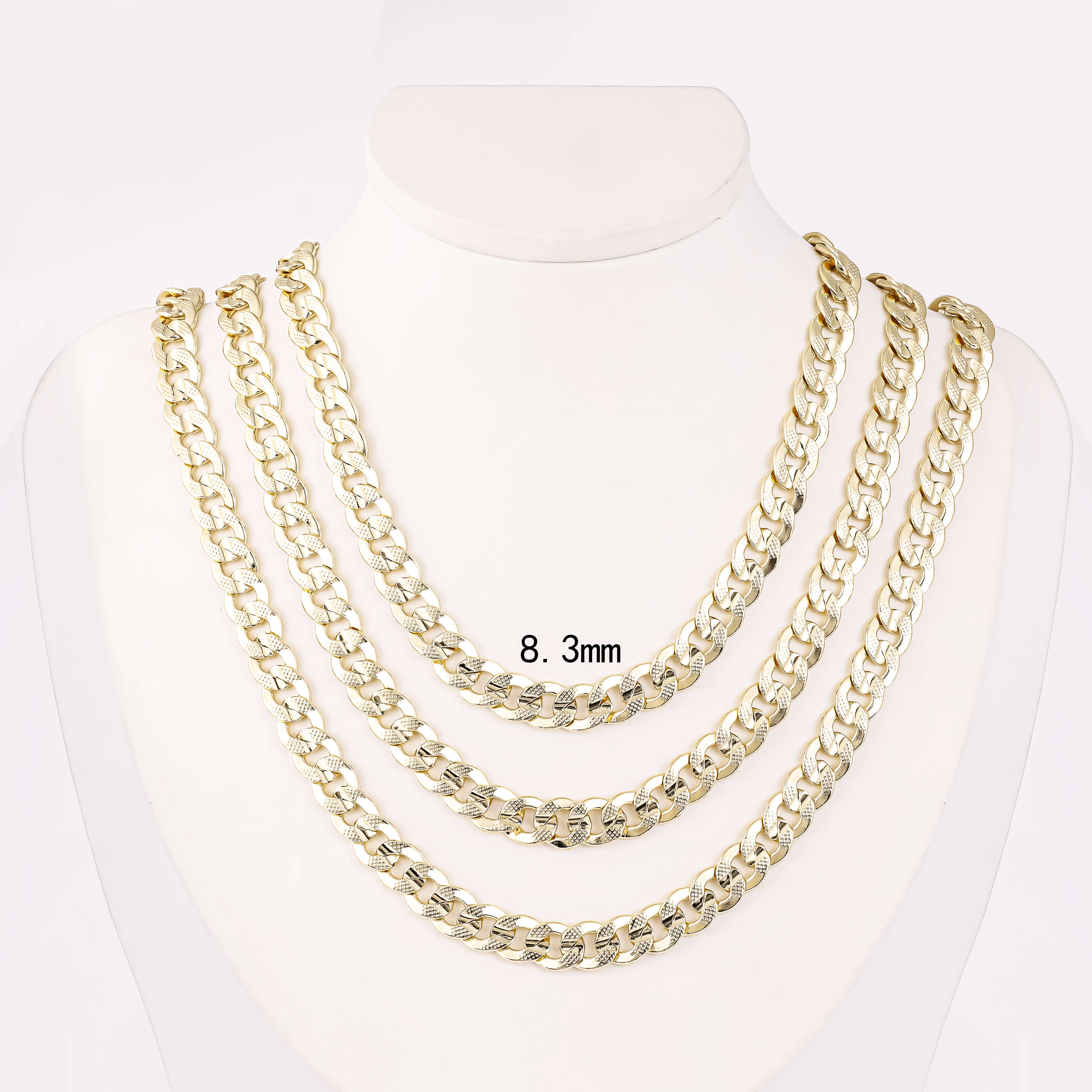 Fashion Jewelry 14K Read Gold Filled Plated Hip Hop Necklace Cadenas Cubana De Oro Franco Miami Diamond Cut Cuban Link Men Chain