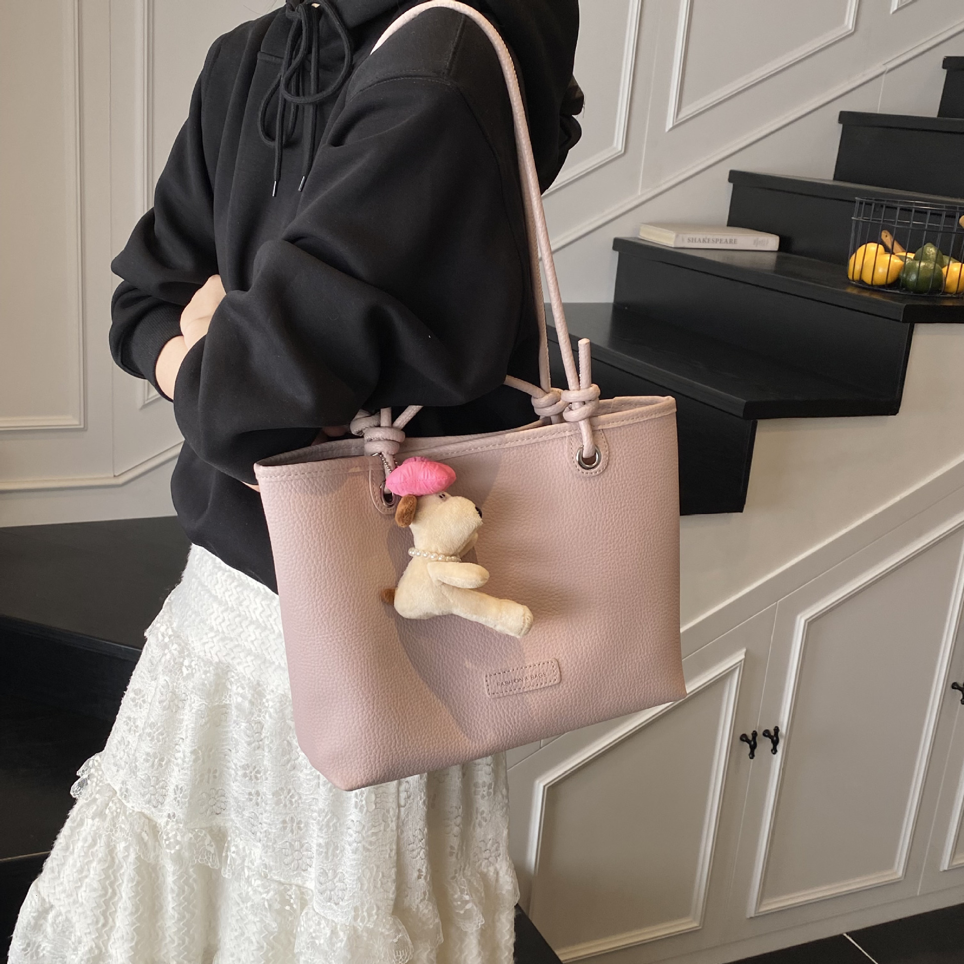 designer Korean Style Lychee Pattern Handbag Underarm Bag for Women 2025 New Fashion Tote Bag Simple Versatile Shoulder Crossbody Bag