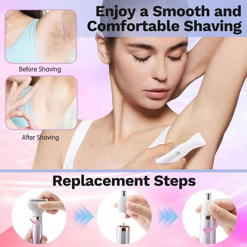 Razor Women 5 In 1 Rechargeable Electric Shaver For Lady Waterproof Portable & Skin-Friendly Painless Hair Trimmer
