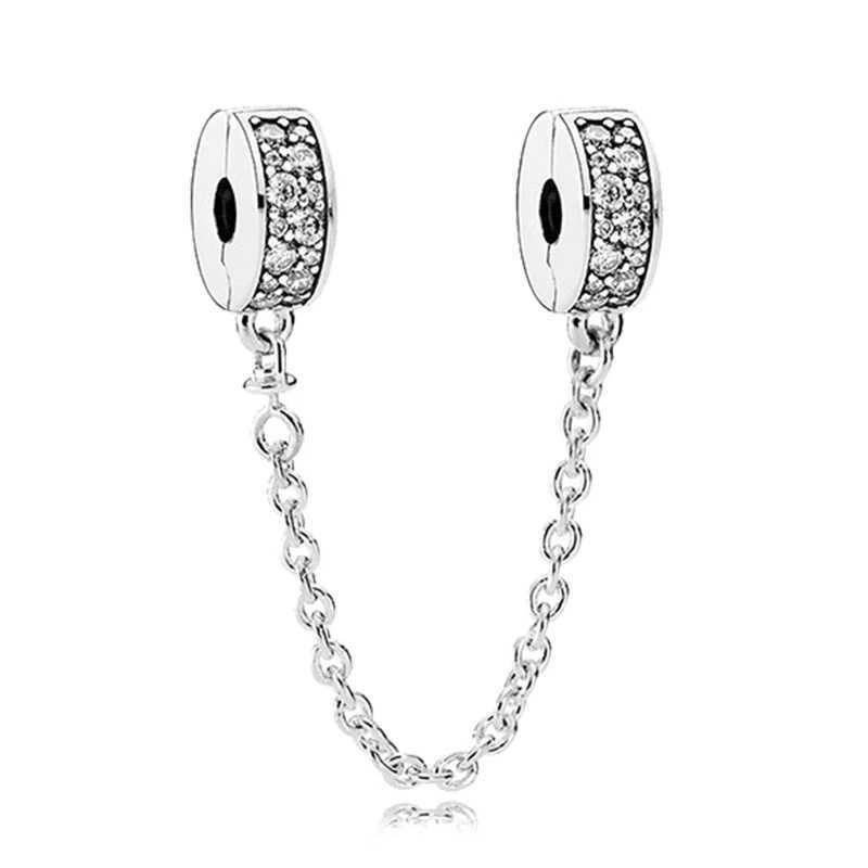 Real 925 Sterling Silver Stars Moon Sunflower Safety Chains Spacer Beads Charms Fit 925 Original Bracelets DIY JewelryXJ250607