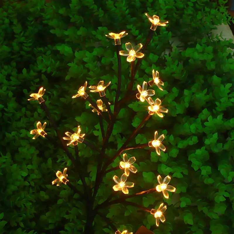 Solar Cherry Blossom Lights Garden Lights 20LED Outdoor Lawn Lights Patio Decoration Garden Aisle Ambient Landscape Light 1001 W250607