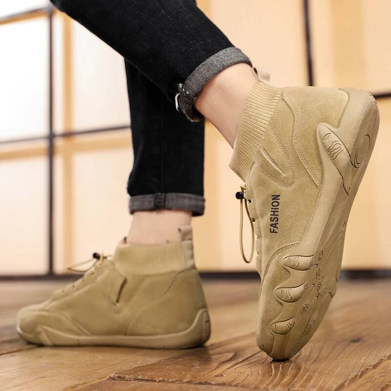 Ddmyoutdoor New Autumn Ankle Boots Casual High Top Socks Shoes Comfortable Flat Bottom Loafers Male Sneakers Shose For Men Outdoor Shoes