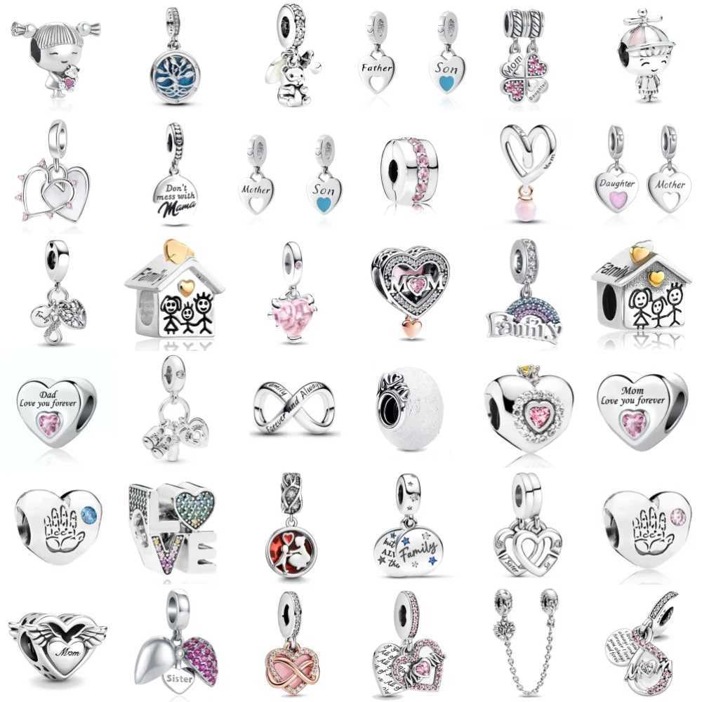 New 925 Silver Family Mum Infinity Dangle Charm Beads Dad Son Daughter Pendant Fit Original Bracelet Women DIY Jewelry Gift XJ250607