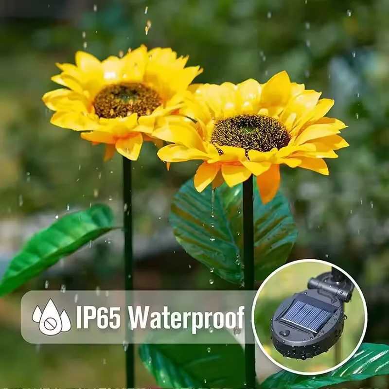 LED Solar Sunflowers Flower Light Home Decorative Flower Lights Garden Decoration Lawn Lamp Waterproof Landscape Flower Light XJ250606