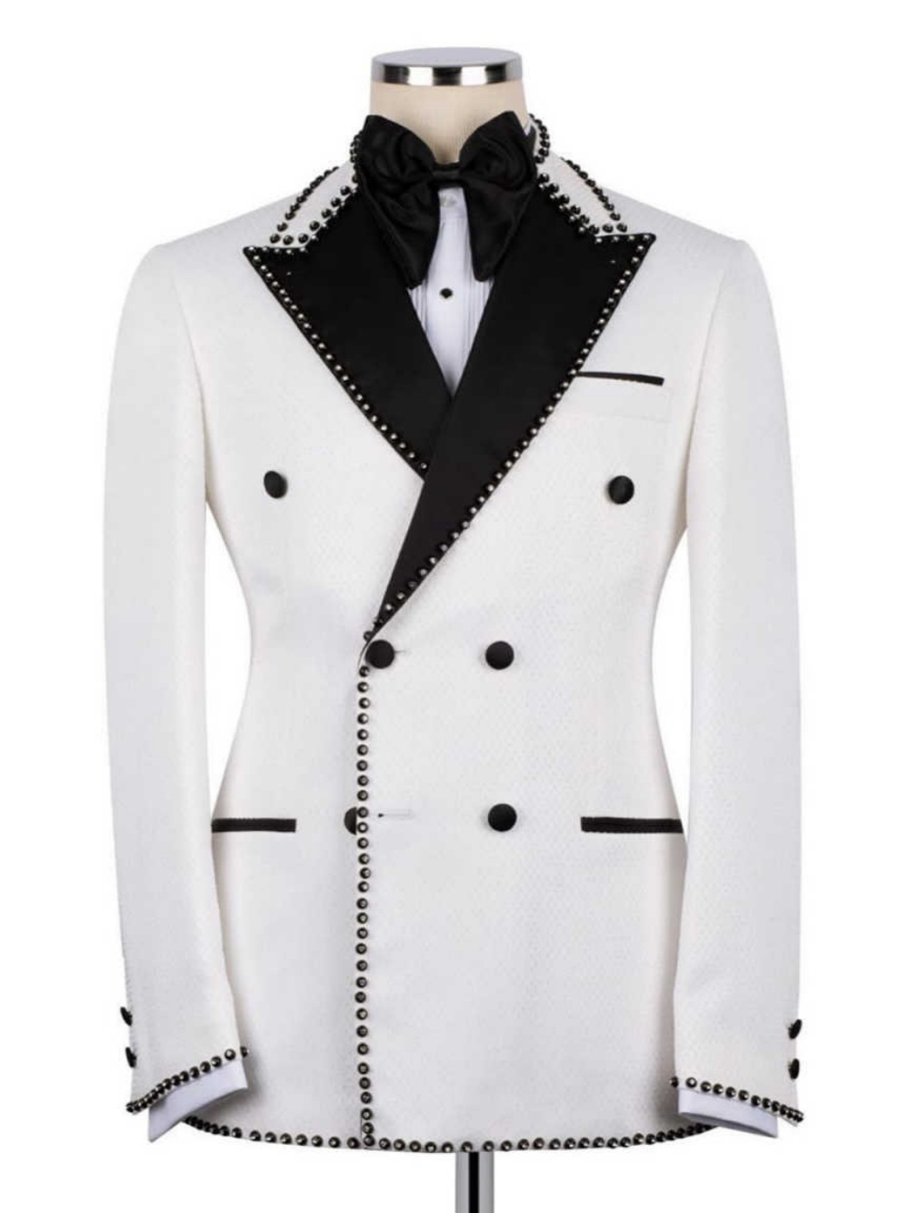 Elegant Jacquard Wedding Tuxedos 2 Piece Set Jacket Pants Crystal Men Suit Classic Fit Groom Wear Party Suits Customized