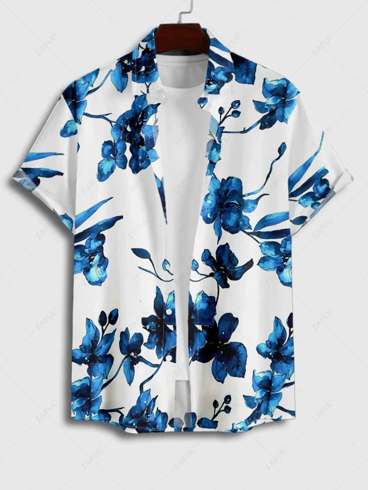 Hawaiian style shirt for men loose short sleeve tops 3D print tropical plant print beach vacation and weekend adventure shirt W250607