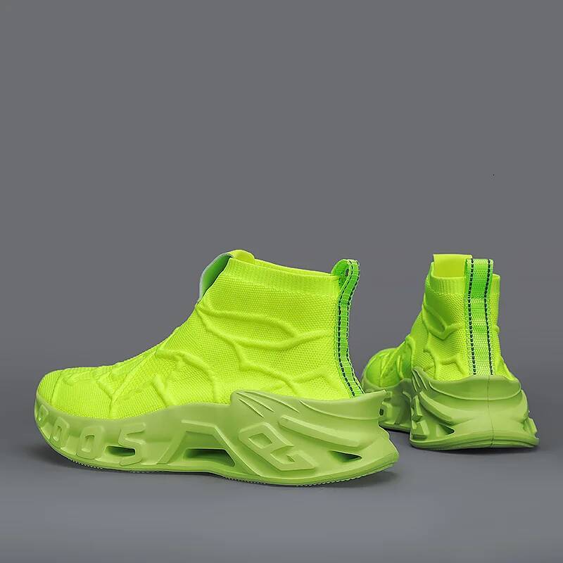 Ddmyoutdoor New Fashion Yellow Men S High Top Sneakers Big Size Breathable Mesh Running Slip On Sports Shoes Trainers For Outdoor Shoes