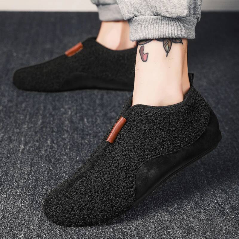 Ddmyoutdoor Men Winter Cotton Slippers Warm Plush Soft Sole Comfortable Indoor Home Slides Solid House Male Walking Flats Shoes Outdoor Shoes