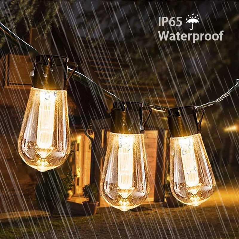 Outdoor Solar String Lights LED IP65 Waterproof Edison Bulb Retro Vintage Christmas Garland Garden Party Decoration Fairy Lamp XJ250606