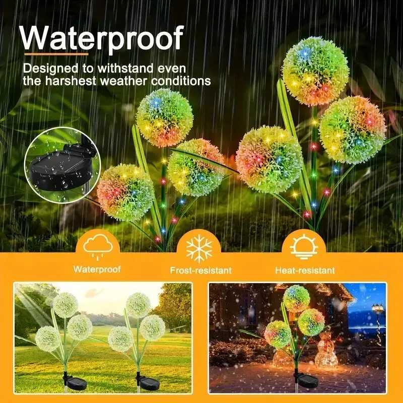 Solar 3-Head Dandelion LED Lawn Lights 2 Modes Decoration Lights Ideal Outdoor Landscape Lights for Garden Yards Lawns Walkways W250607