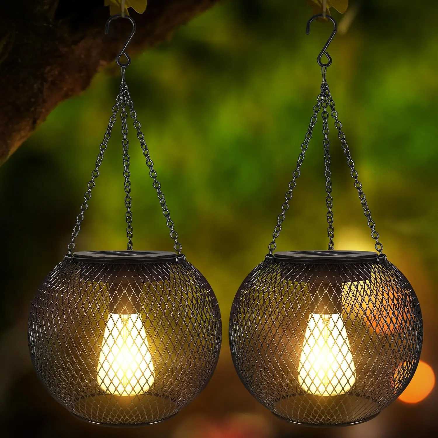 Solar Garden Lights Outdoor Hollow Diamond Pattern Projection Lantern Waterproof Decorative Hanging Lamp for Yard Pathway DecorXJ250606