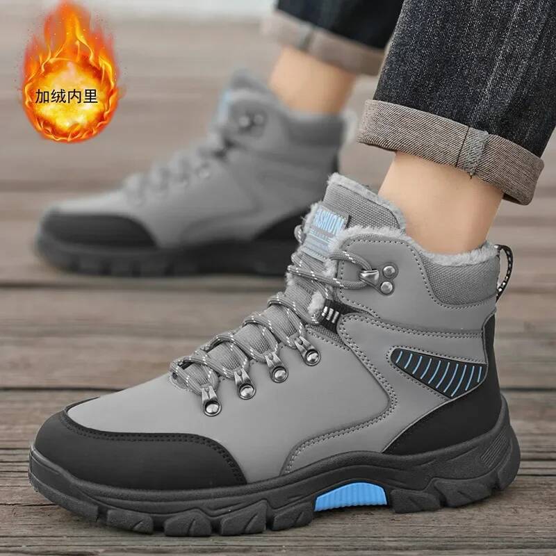 Ddmyoutdoor Winter Warm Plush Comfort Anti Slip Snow New Size Outdoor Hiking Platform Short Boots Men Shoes Outdoor Shoes