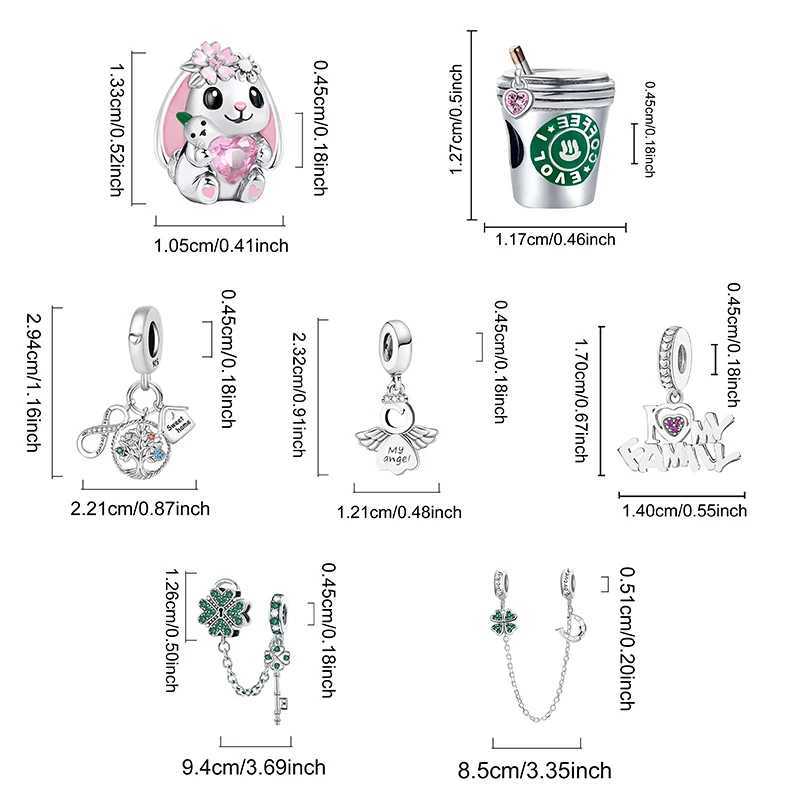 925 Sterling Silver Angels Charm Bead Fit for Women Bracelets Bangles DIY Jewelry Making XJ250607