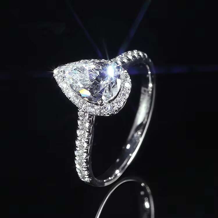 Simple Jewelry 14K Yellow Gold D VVS1 Moissanite Diamond Rings Halo Engagement Ring for Women