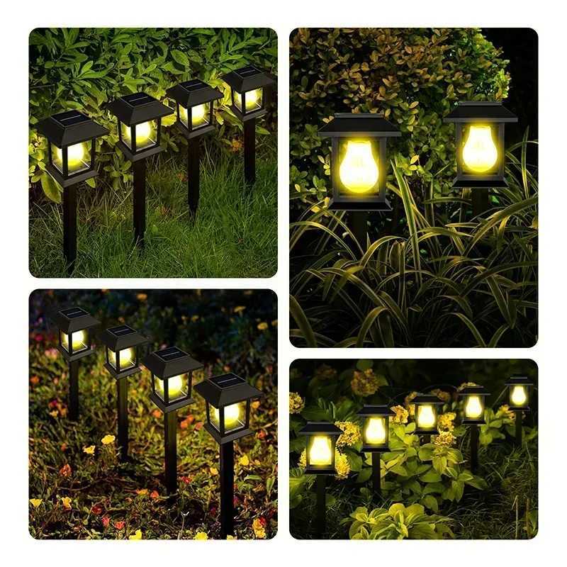 1-4Pcs LED Solar Lawn Lamp Outdoor Waterproof Lighting Courtyard Solar Powered Light for Garden Pathway Green Belt Decoration XJ250606