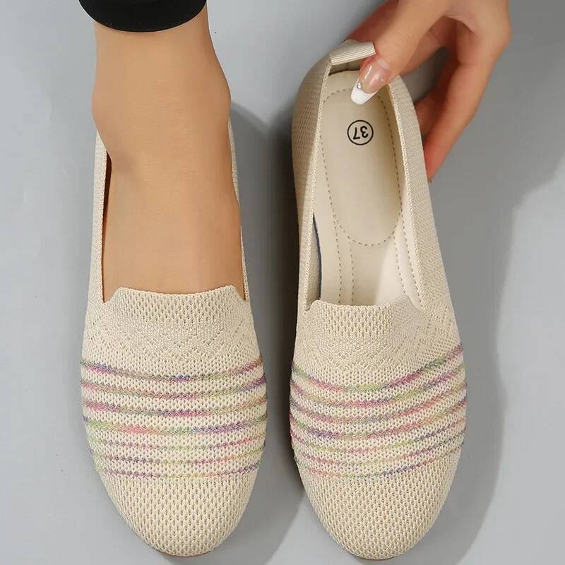 ddmyoutdoor Flat Breathable Knitted Sneakers Women Spring Comfort Soft Sole Casual Woman Plus Size Slip On Walking Shoes Outdoor Outdoor Shoes