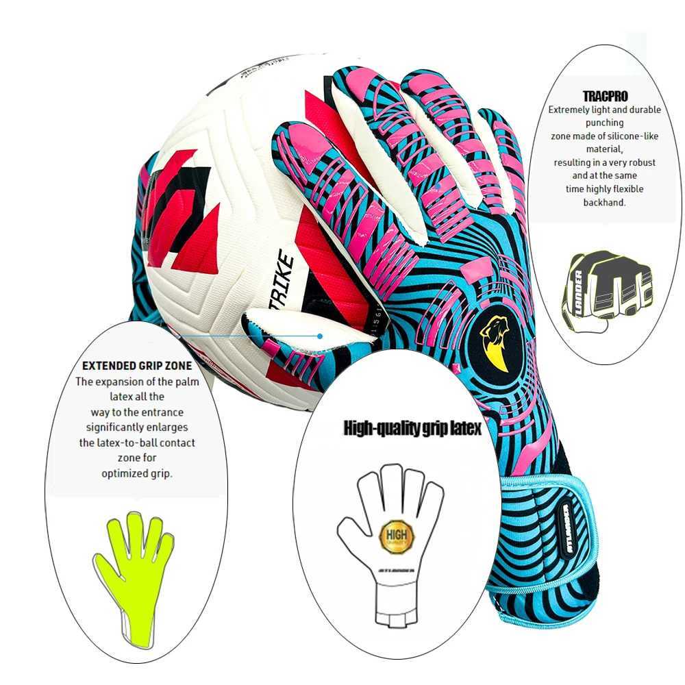 Latex Football Goalkeeper Gloves Wrist Strap Kids Adults Anti-Slip High Quality Soccer Strong Grip Match Training Goalie GloveXJ250606