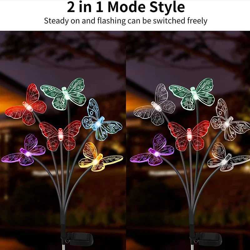 Solar Butterfly Light LED Bahe I 2 Modlu D Mekan Su Geirmez Peyzaj I Bahe im Dekorasyonu XJ250606