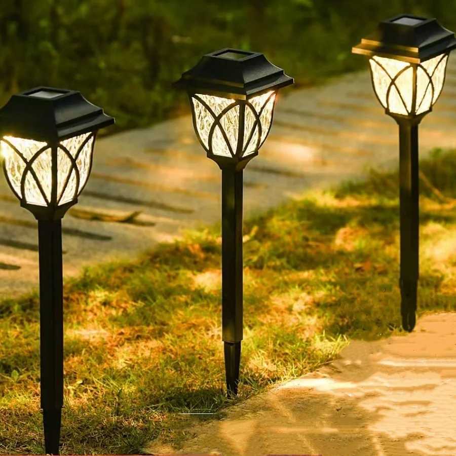 2pcs/Lot LED Solar Garden Light Waterproof Landscape Lawn Lamps for Park Pathway Walkway Yard Patio Decoration Outdoor Lighting W250607