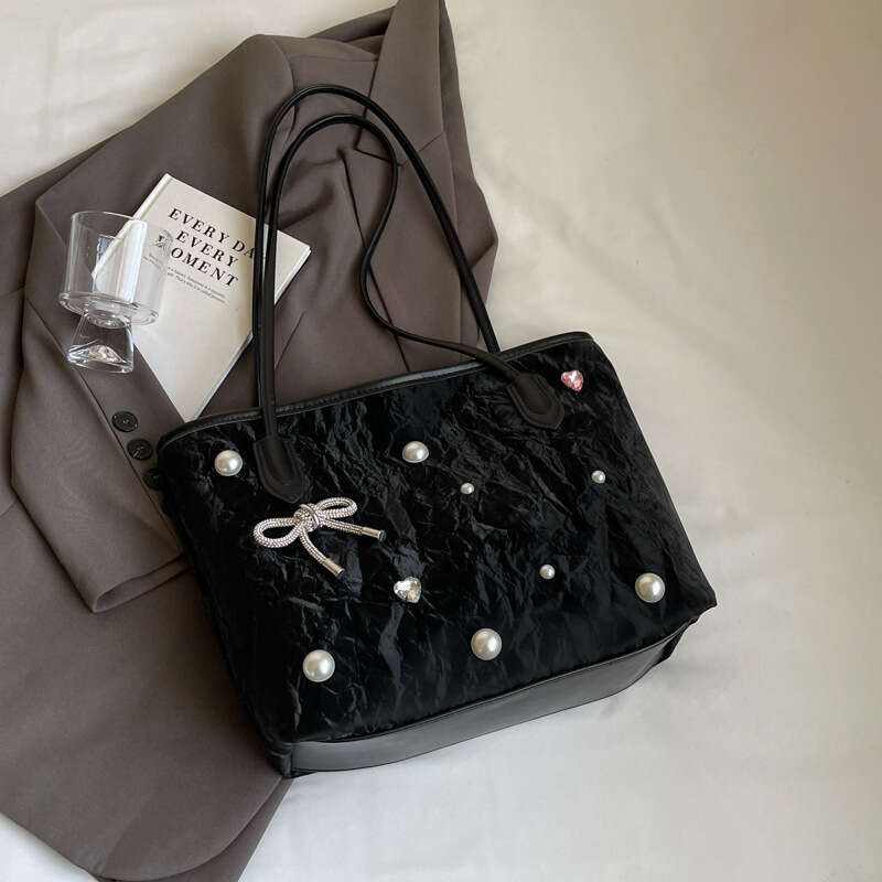 Large Capacity Tote 2025 Summer New Rivet Bowknot Underarm Textured Shoulder Bag for Women