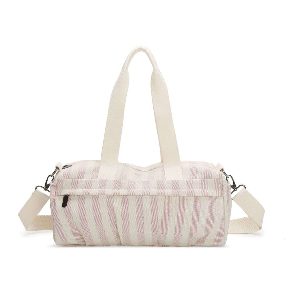 Commuting Large Capacity New Trendy Striped Canvas Fashionable Shoulder Crossbody Handheld Tote Bag for Women