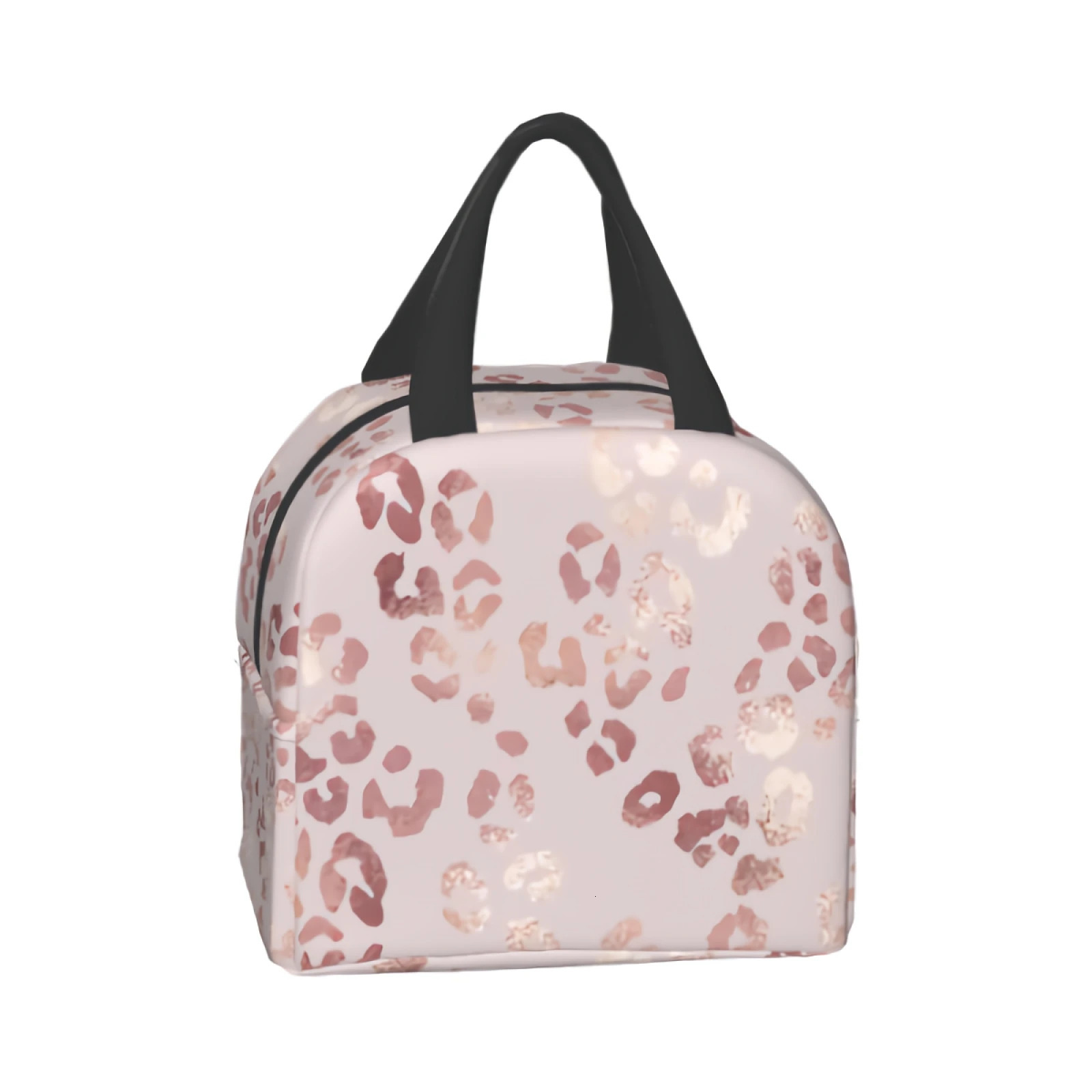 Leopard Print Lunch Bag Elegant Tote Bag Rose Gold Insulated Lunch Bag for Women Men Teen 250606