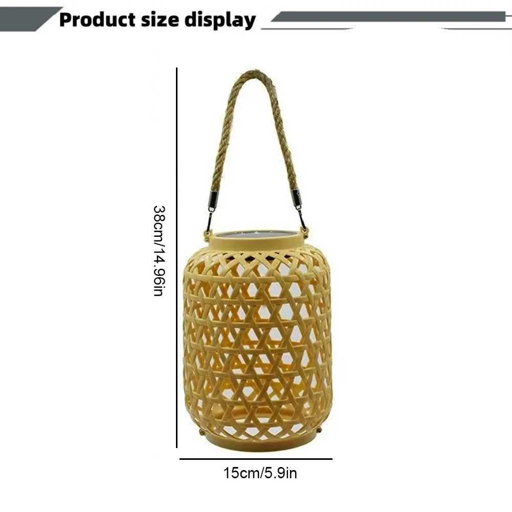 Outdoor Solar Hanging Lantern Solar Rattan Lantern IP55 Waterproof Solar Powered Retro Pendant Light for Yard Patio Lawn PathwayXJ250606