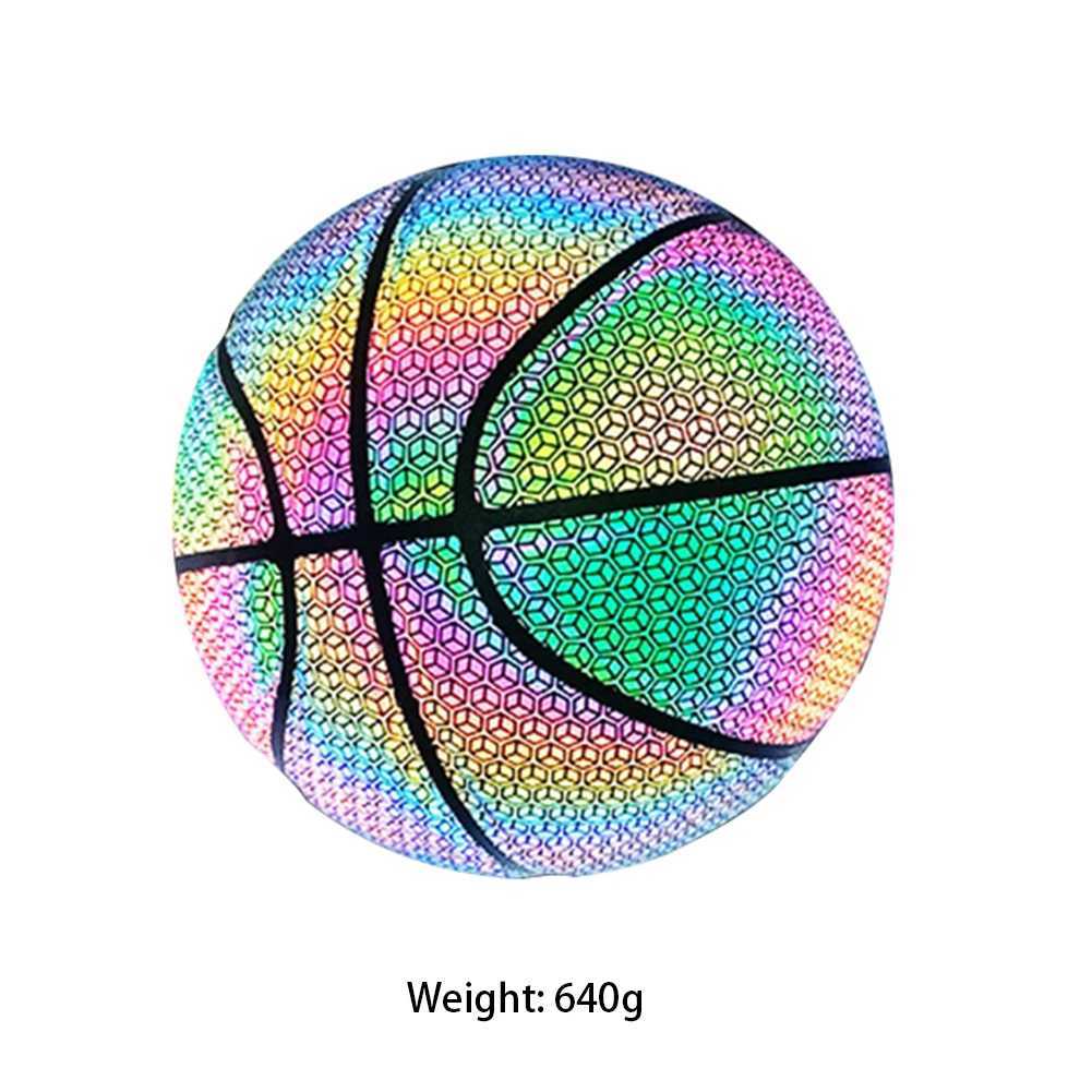 PU Basketball Reflective Ball Glowing Durable Basketball Luminous Basketballs Gifts Toys For Indoor Outdoor Night Game XJ250606