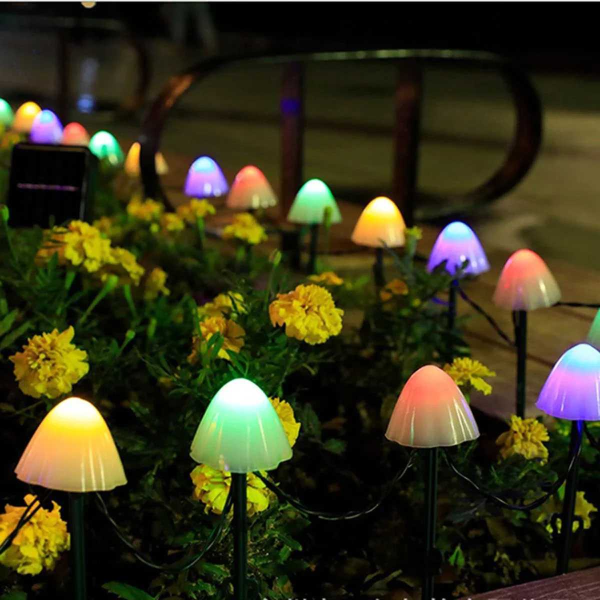 Solar Lights String Mushroom Lawn Fairy Lights LED Solar Lamps Outdoor For Garden Patio Terrace Path Landscape Decoration Lamps W250607