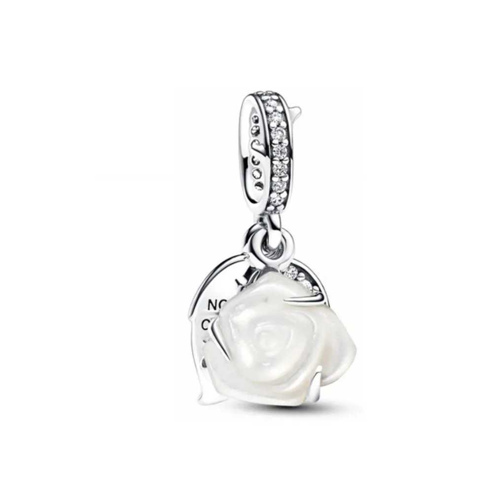 New 925 Silver Blue and pink flowers Charm spring Bead Fit Original Decoration Bracelet DIY Jewelry For Women Rose pendant Gift XJ250607